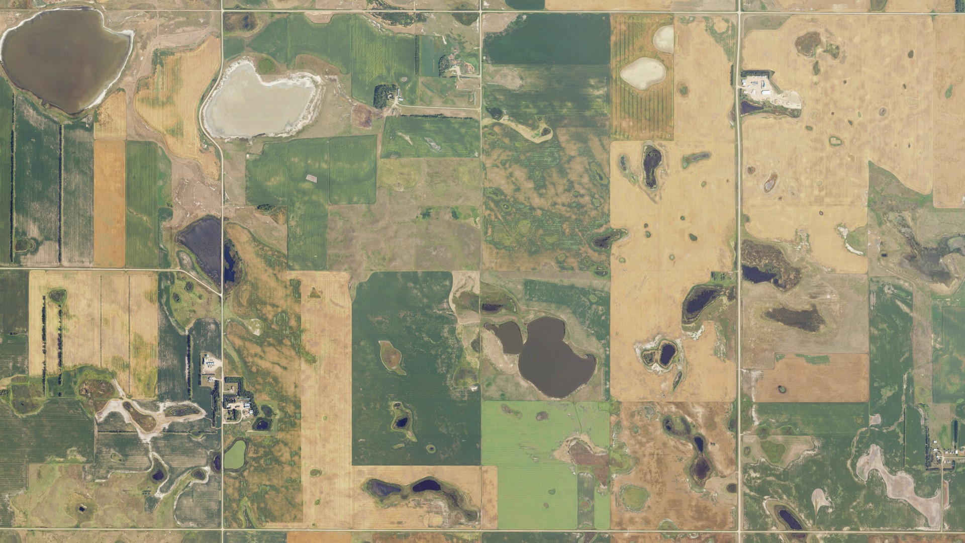 Aerial view of land around Jefferson, North Dakota