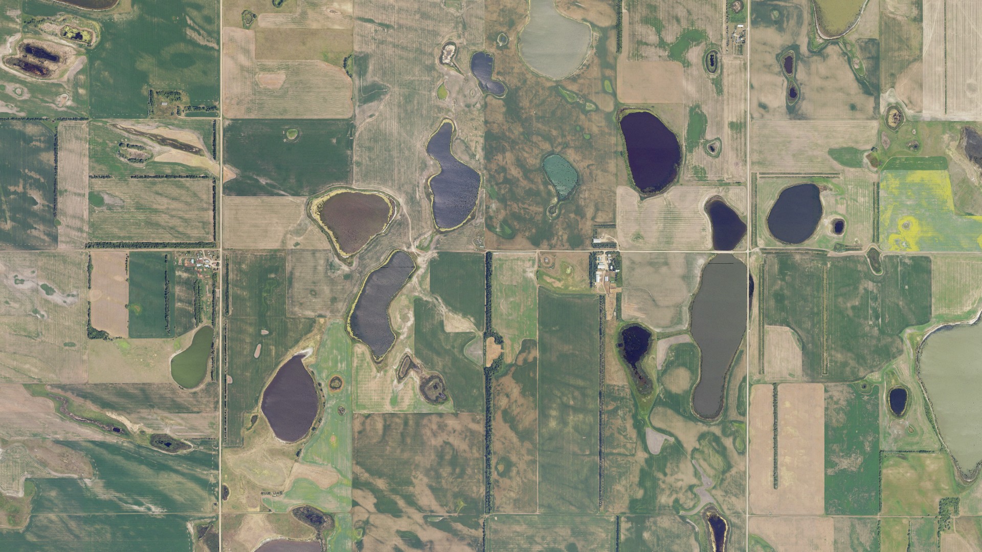 Natural-color aerial photograph of land around Meyer, North Dakota