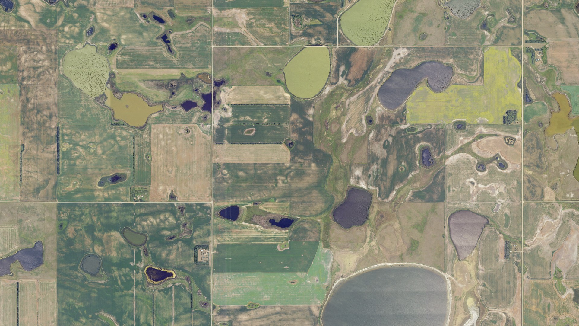 Natural-color aerial photograph of land around Torgerson, North Dakota