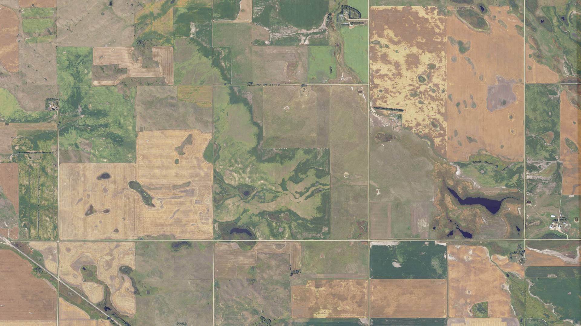 Aerial view of land around Truman, North Dakota