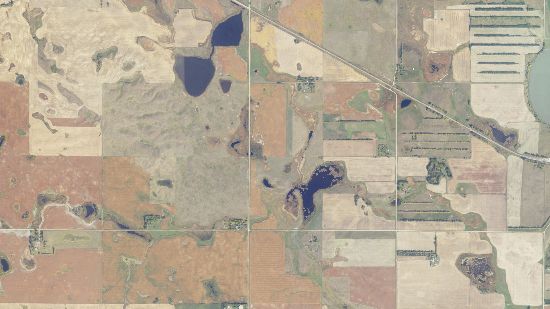 Aerial view of land around White, North Dakota