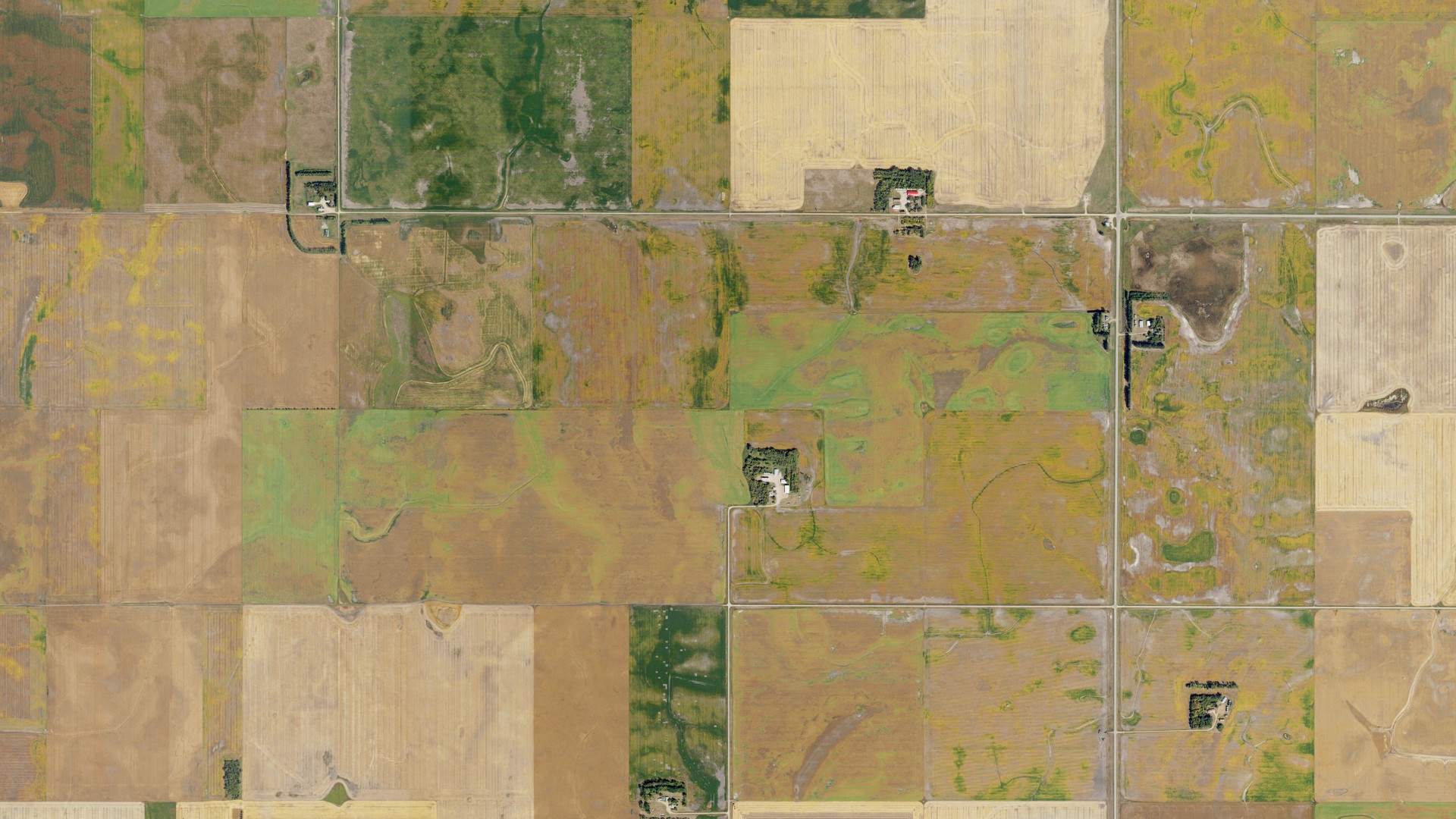 Natural-color aerial photograph of land around Hammer, North Dakota