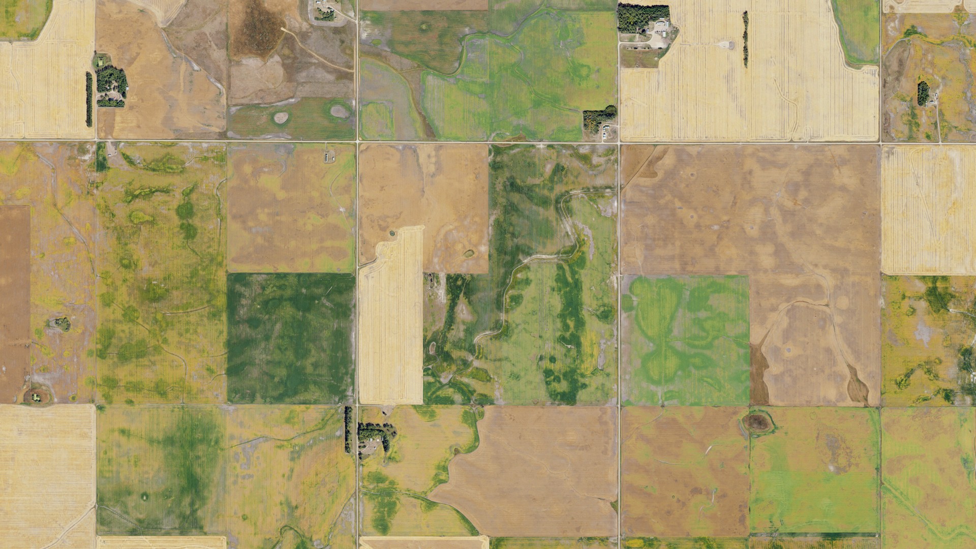 Aerial view of land around Harding, North Dakota