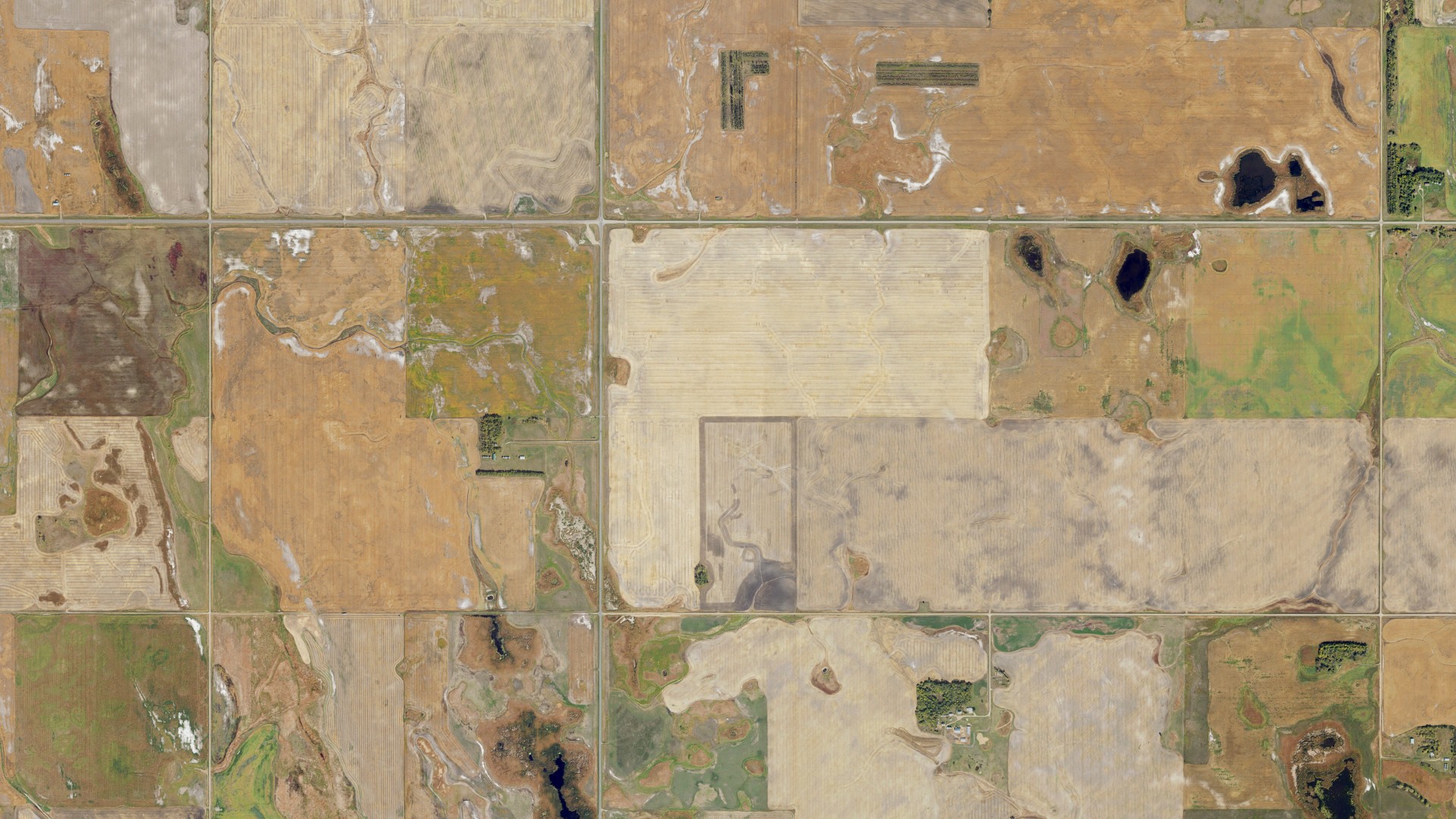 Aerial view of land around Newland, North Dakota