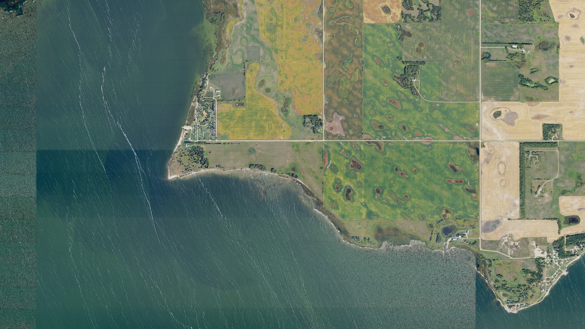 Aerial view of land around Poplar Grove, North Dakota