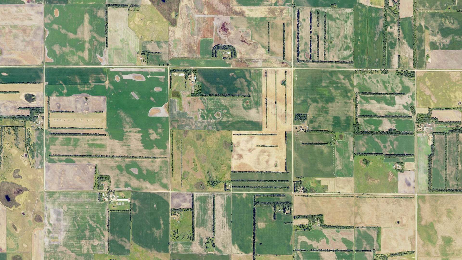Natural-color aerial photograph of land around Coburn, North Dakota