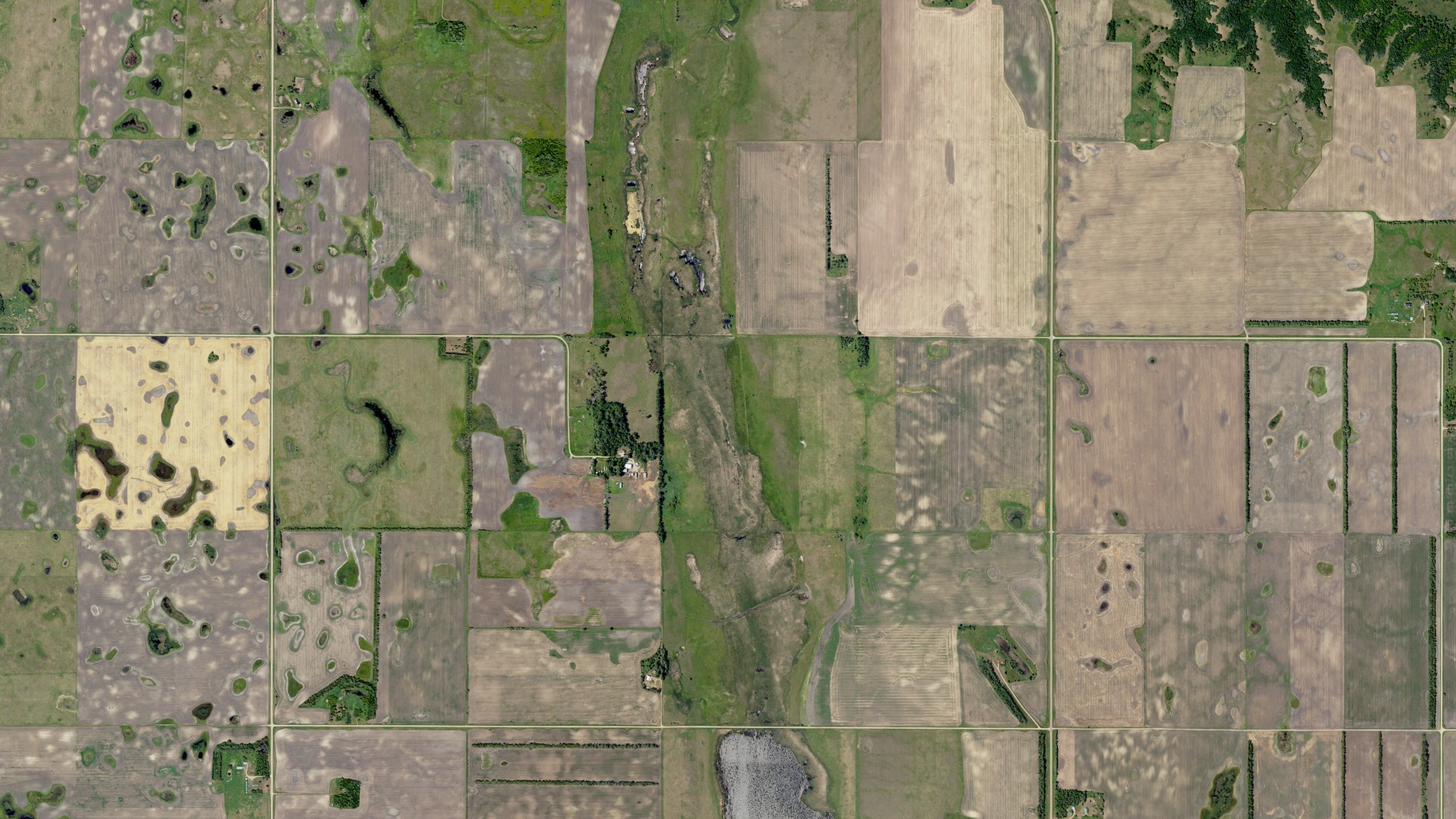 Aerial view of land around Fort Ransom, North Dakota