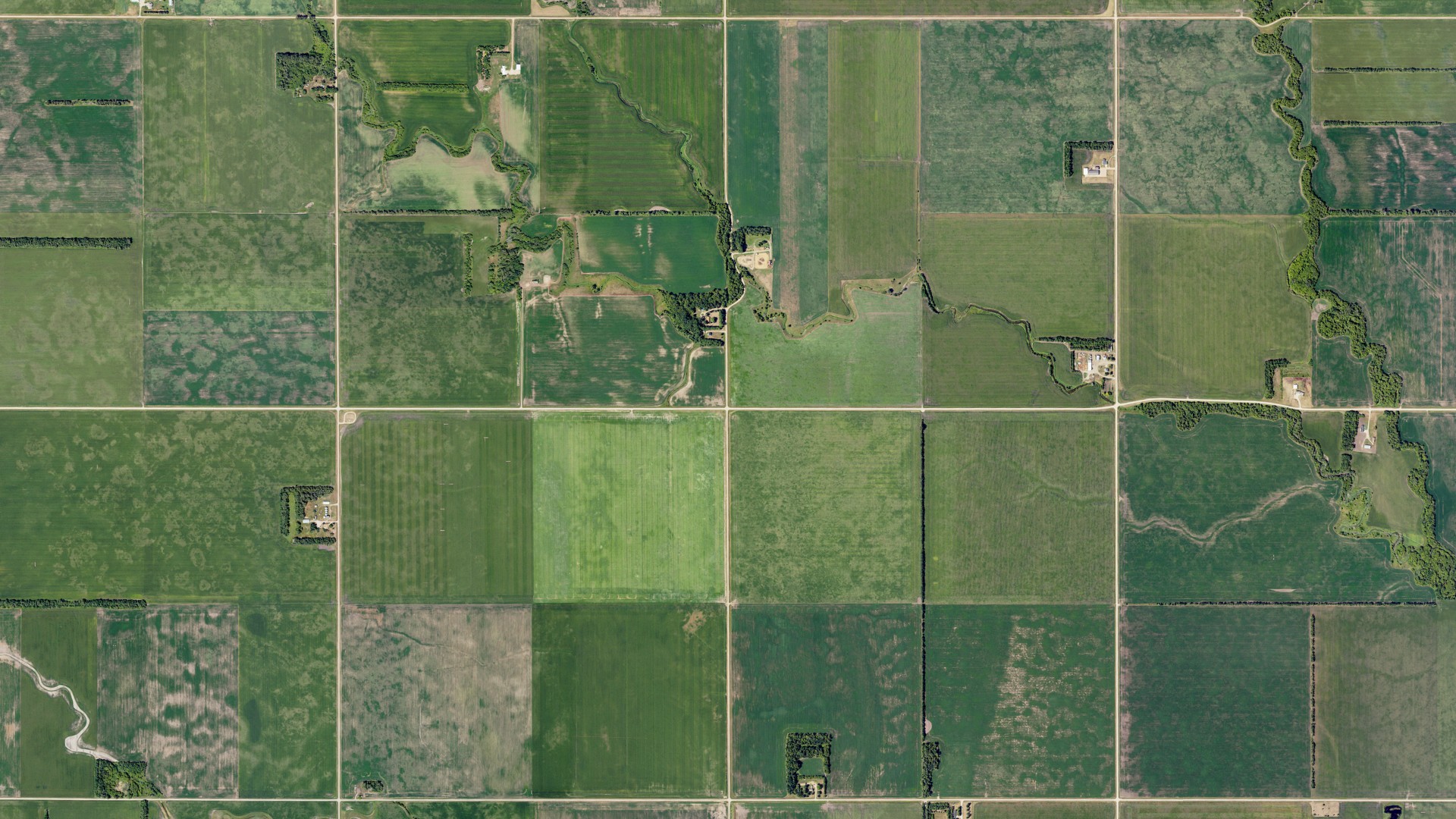 Aerial view of land around Antelope, North Dakota