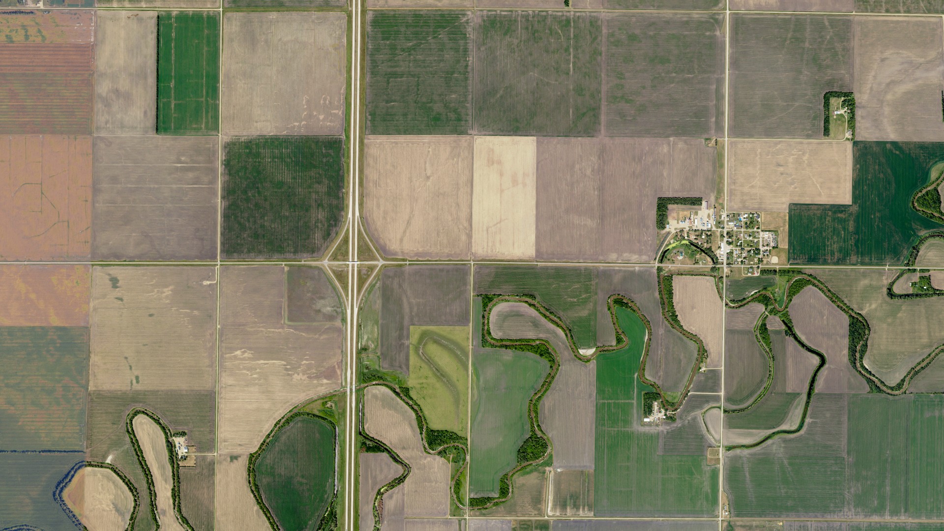 Aerial view of land around Brandenburg, North Dakota