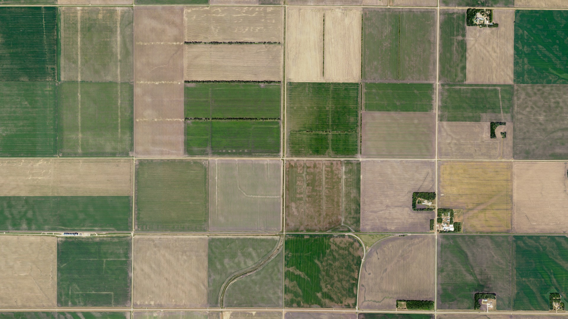 Aerial view of land around Devillo, North Dakota