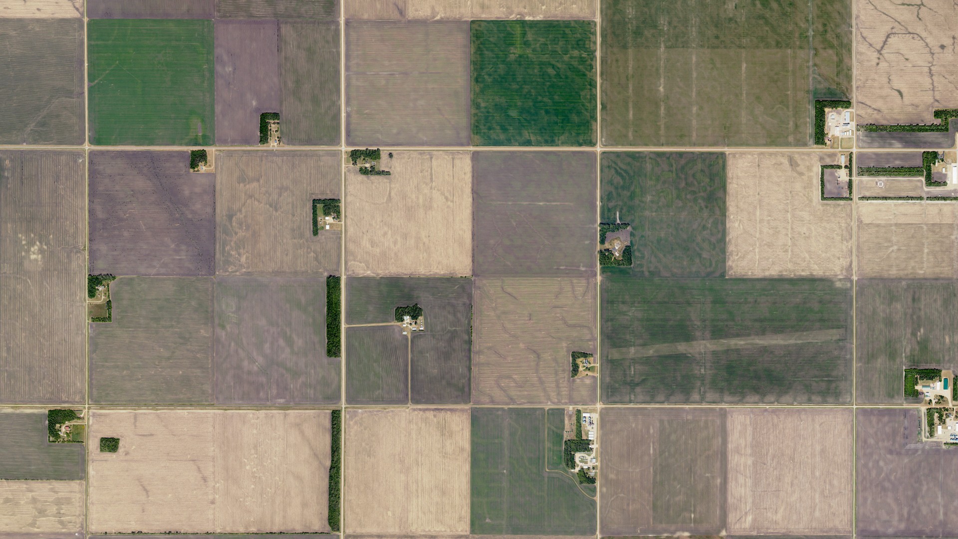 Aerial view of land around Summit, North Dakota