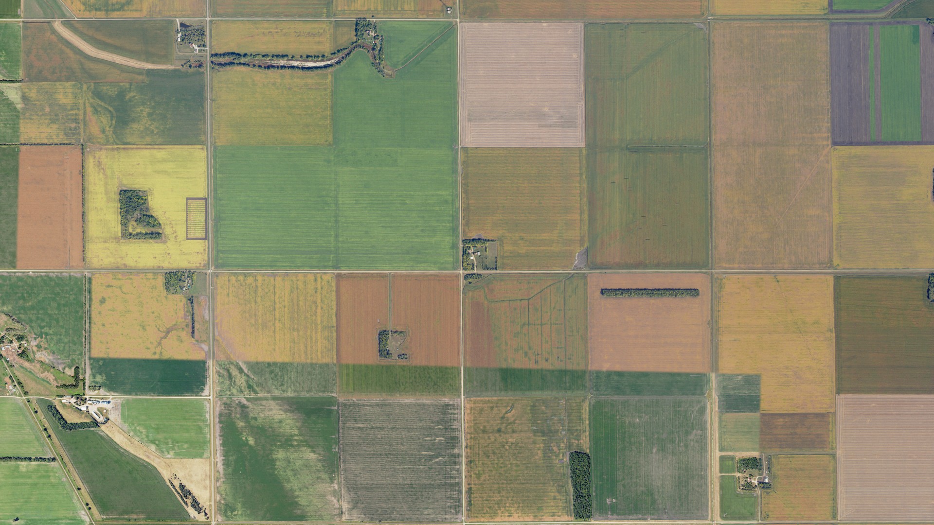 Aerial view of land around Walcott, North Dakota