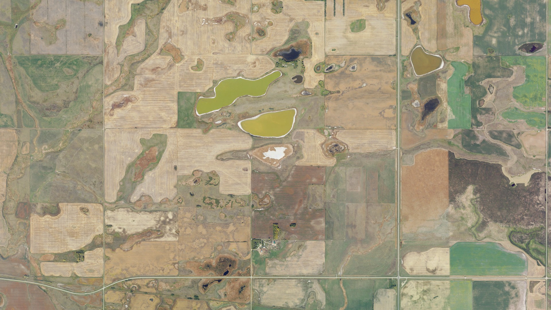 Aerial view of land around Kohlmeier, North Dakota