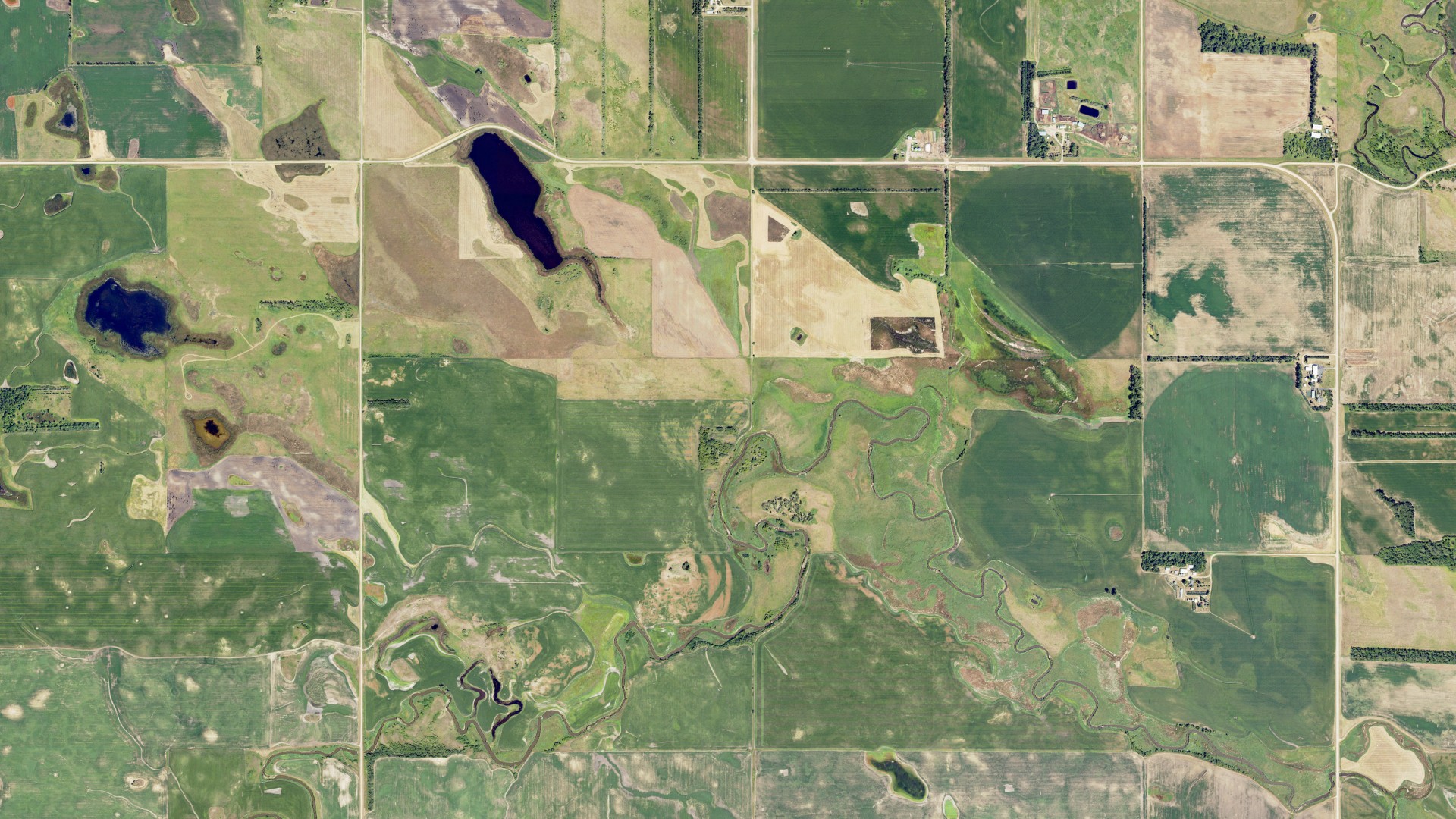 Aerial view of land around Herman, North Dakota
