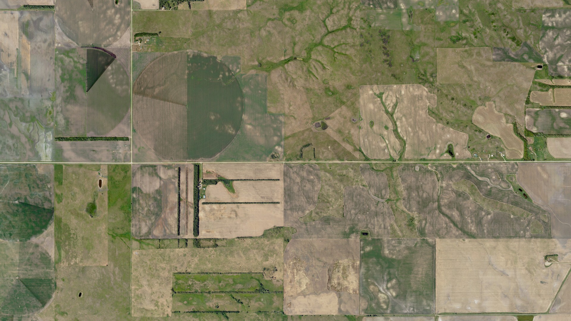 Aerial view of land around Jackson, North Dakota