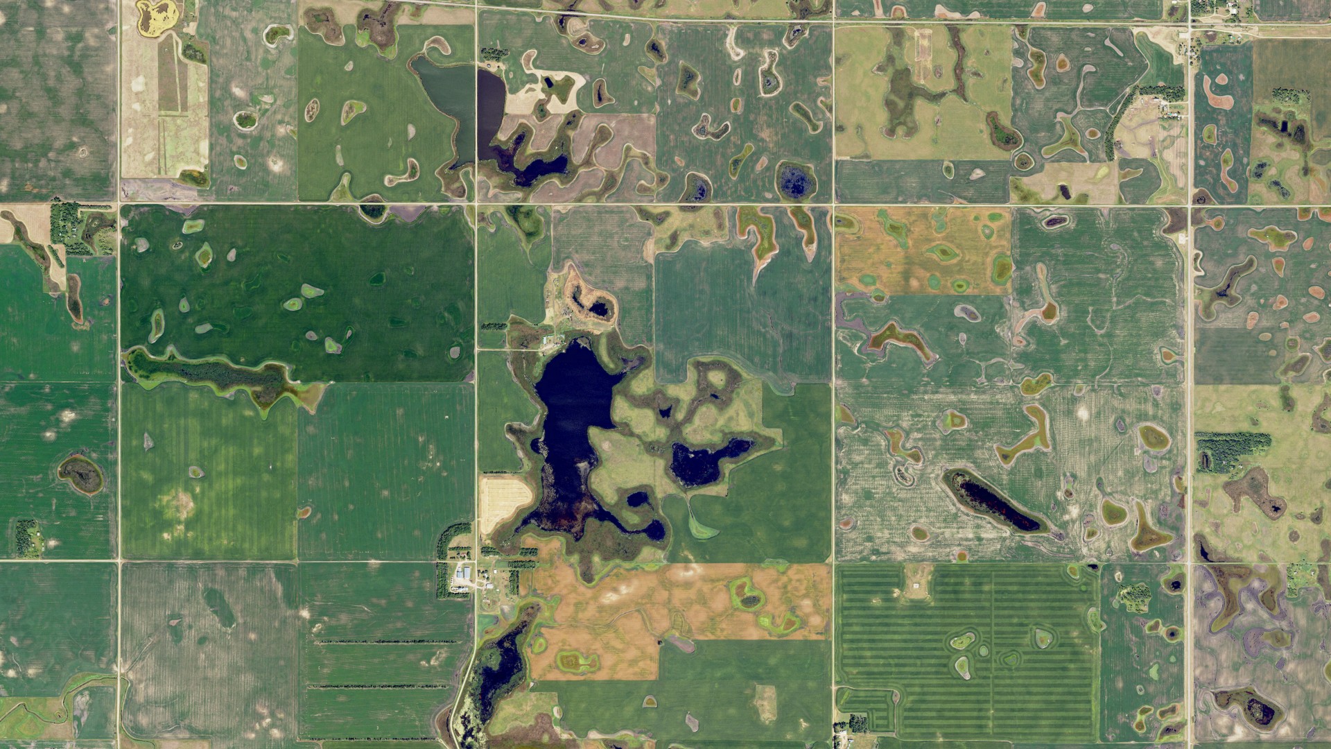 Aerial view of land around Kingston, North Dakota