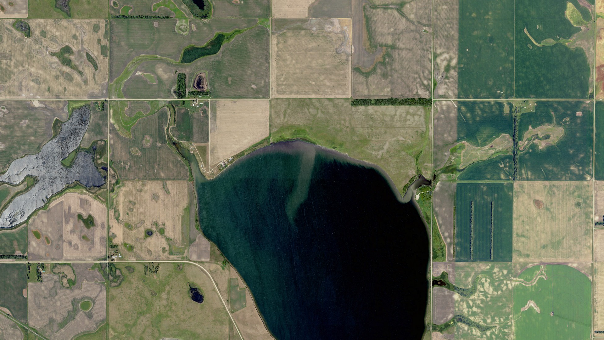 Aerial view of land around Verner, North Dakota