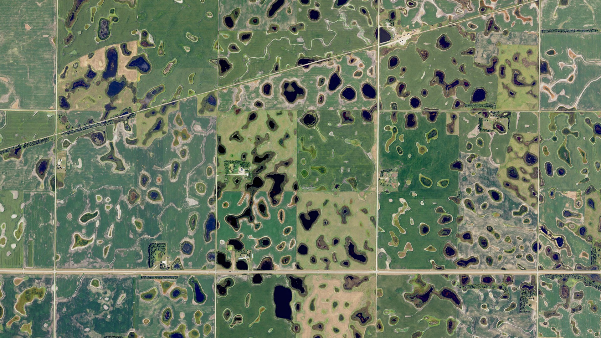 Aerial view of land around Willey, North Dakota