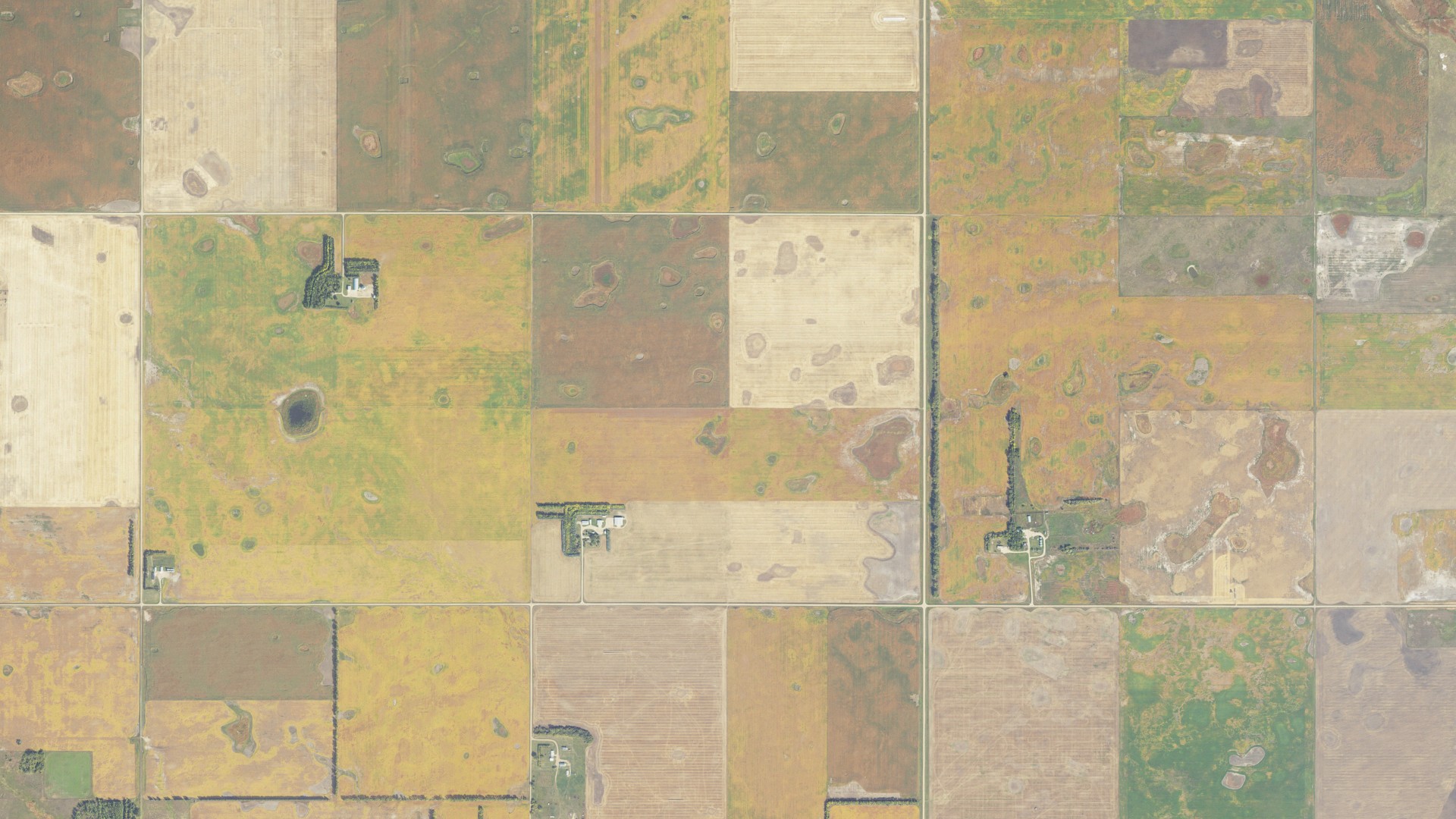 Aerial view of land around Berlin, North Dakota