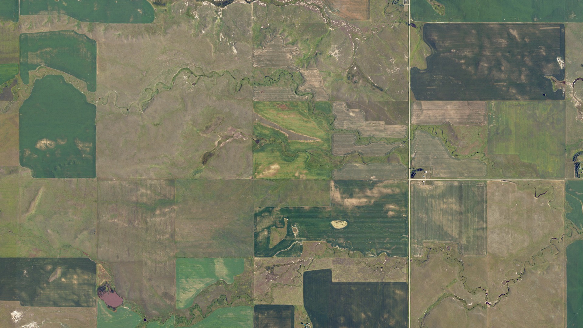 Aerial view of land around Connor, North Dakota