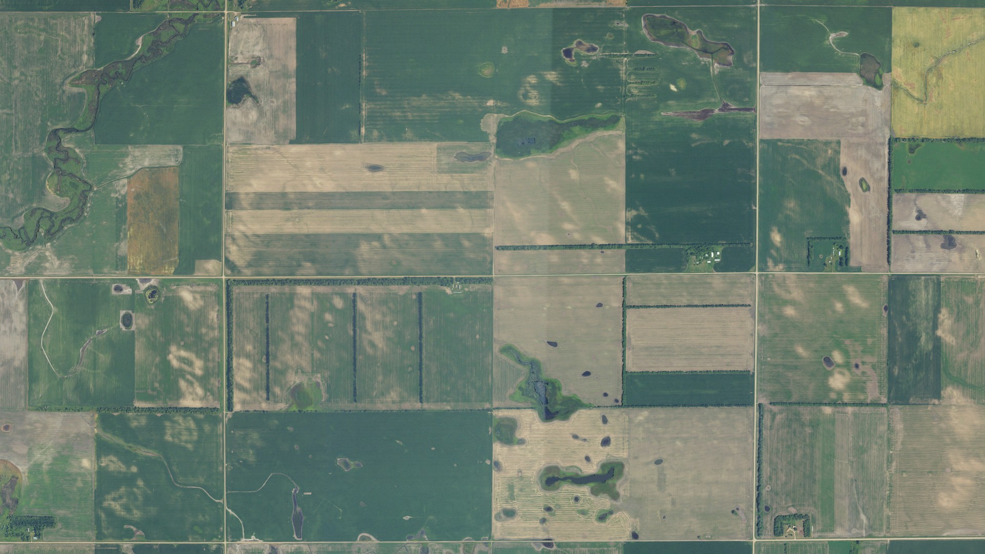 Aerial view of land around Edendale, North Dakota