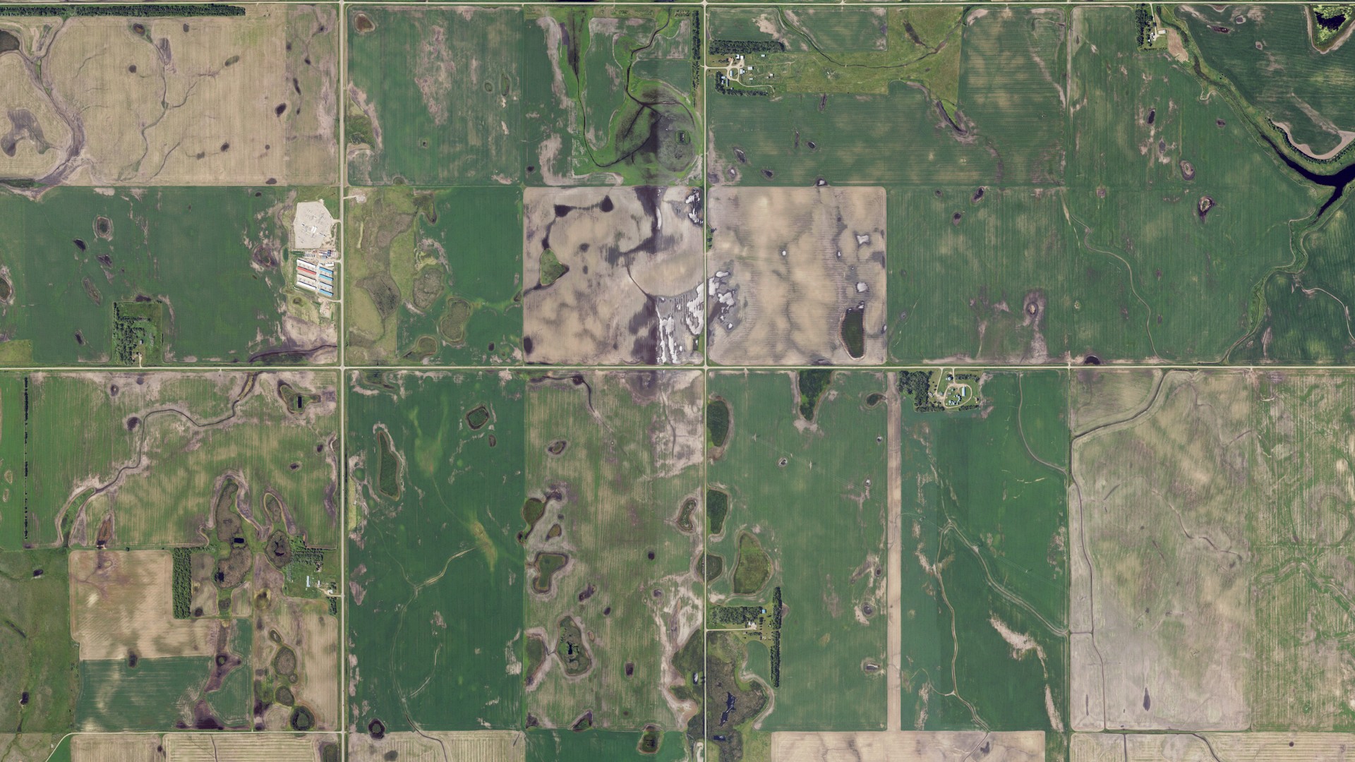 Natural-color aerial photograph of land around Fried, North Dakota