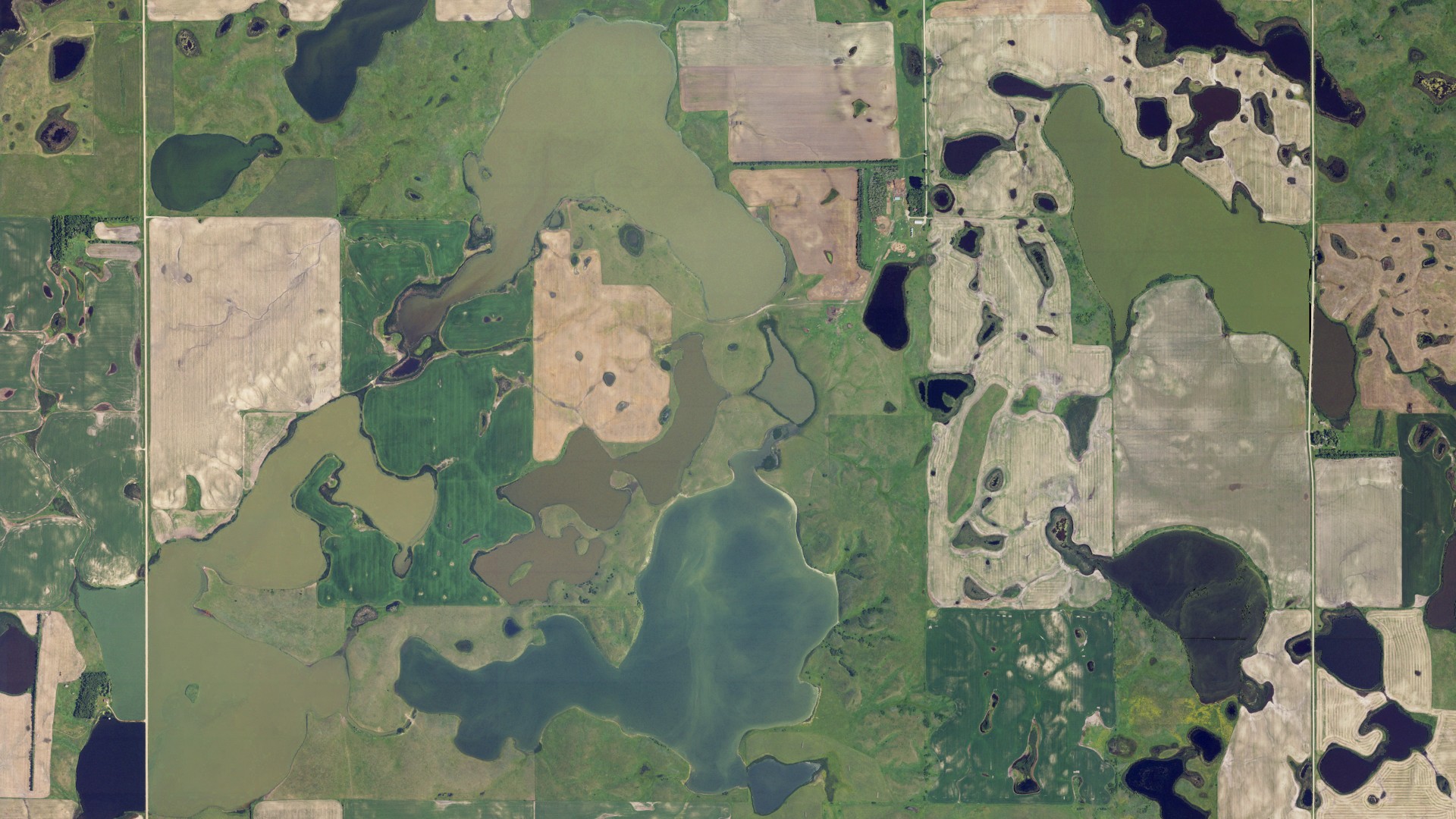 Aerial view of land around Paris, North Dakota