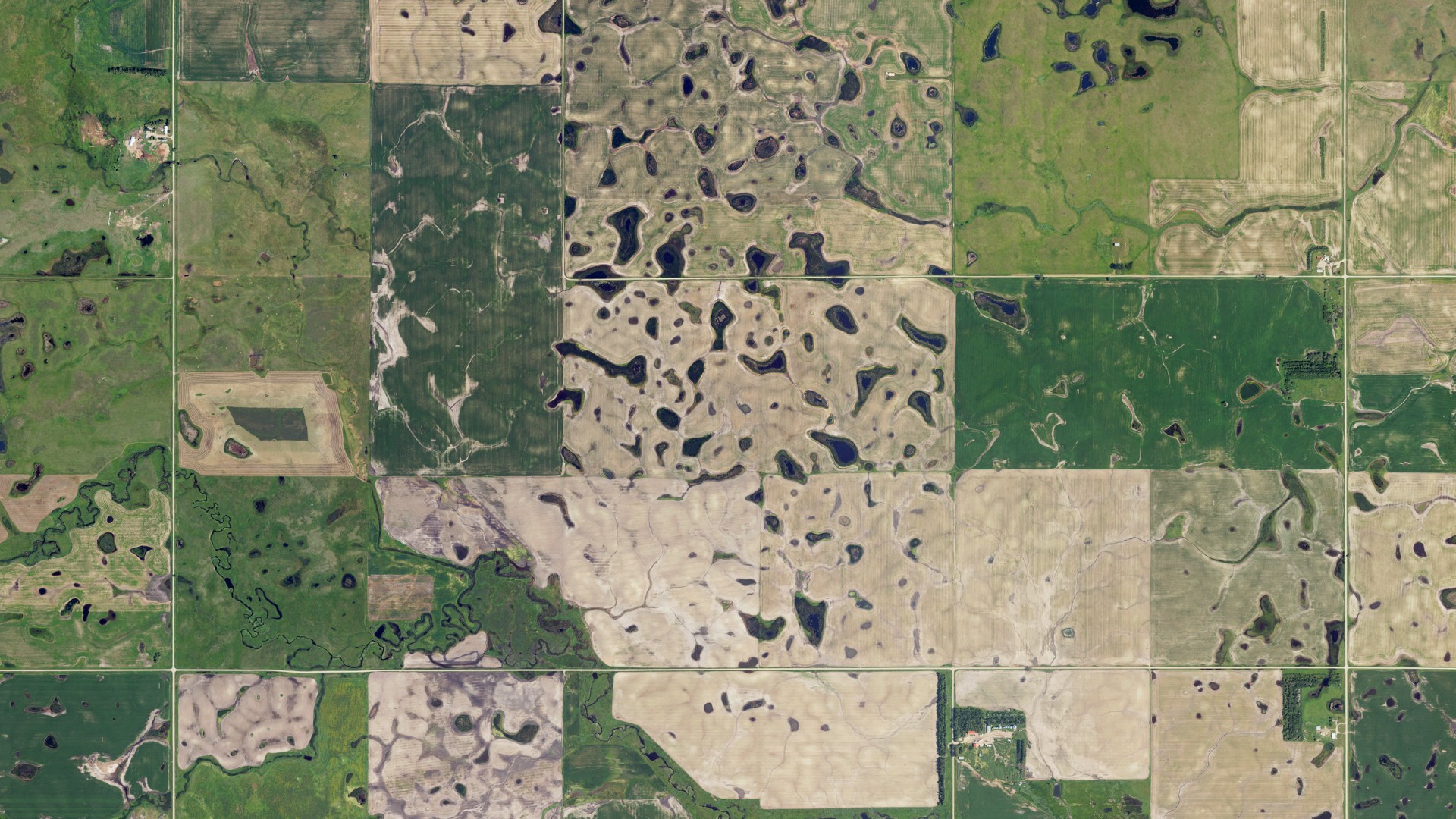 Aerial view of land around Pipestem Valley, North Dakota