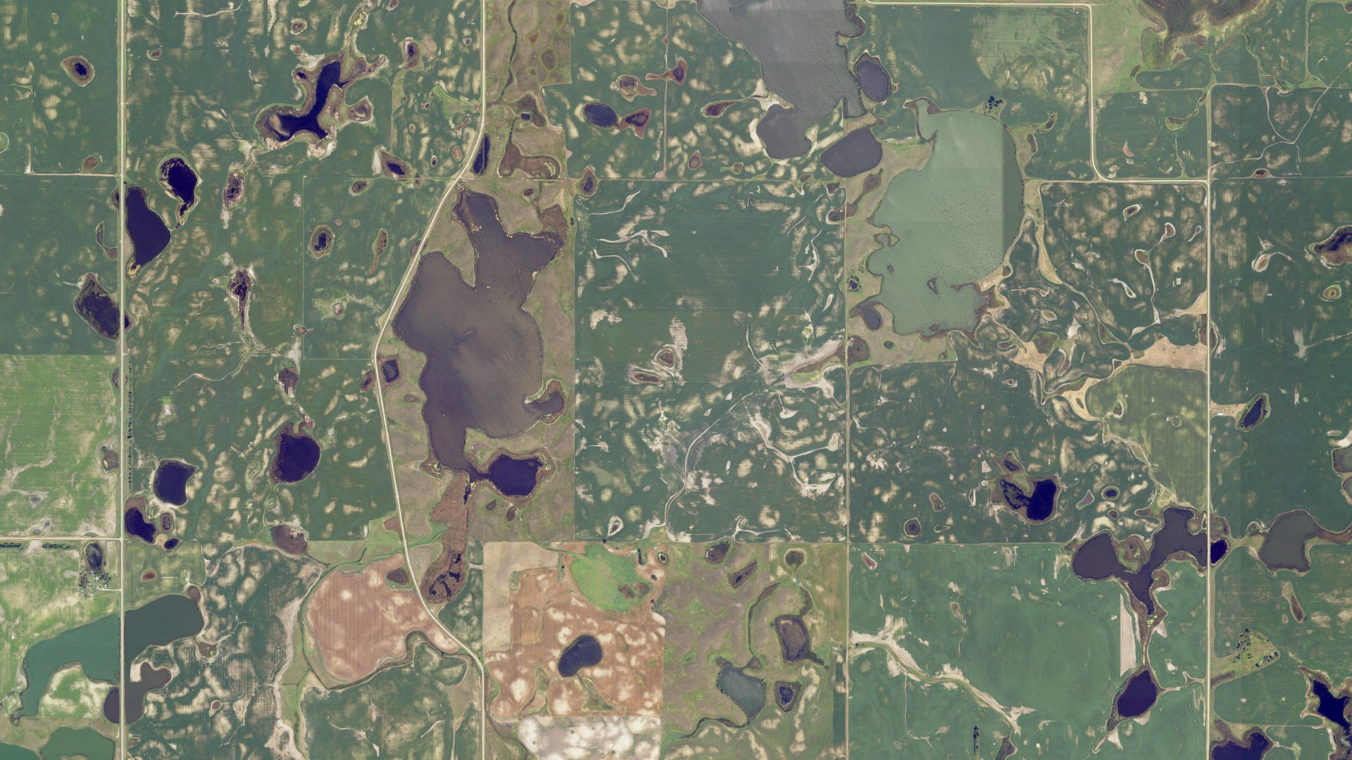 Aerial view of land around Wadsworth, North Dakota