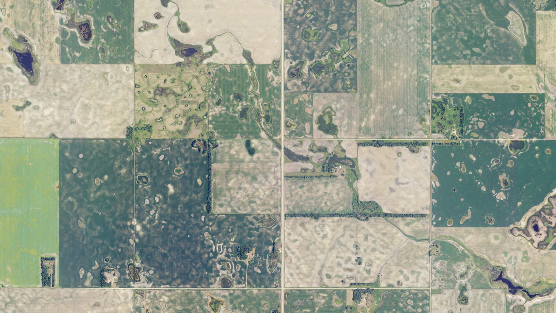 Aerial view of land around Springfield, North Dakota
