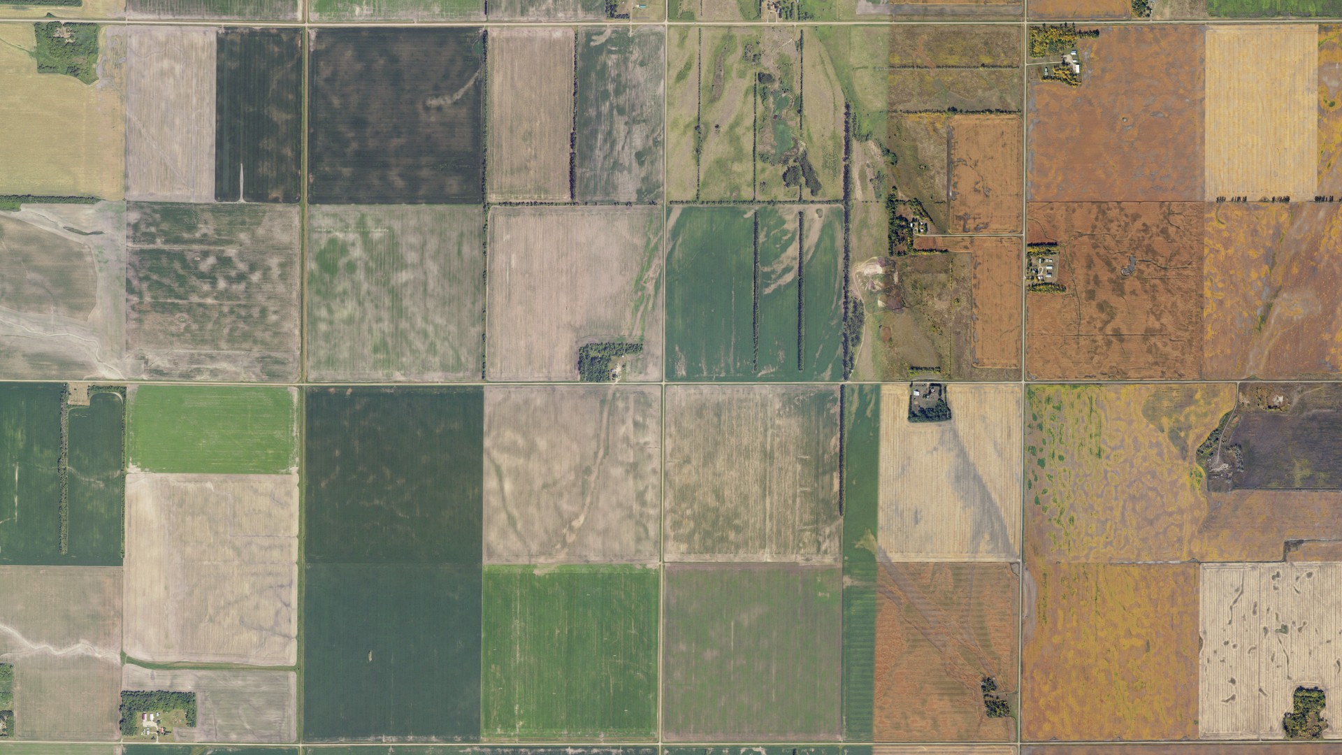 Aerial view of land around Morgan, North Dakota