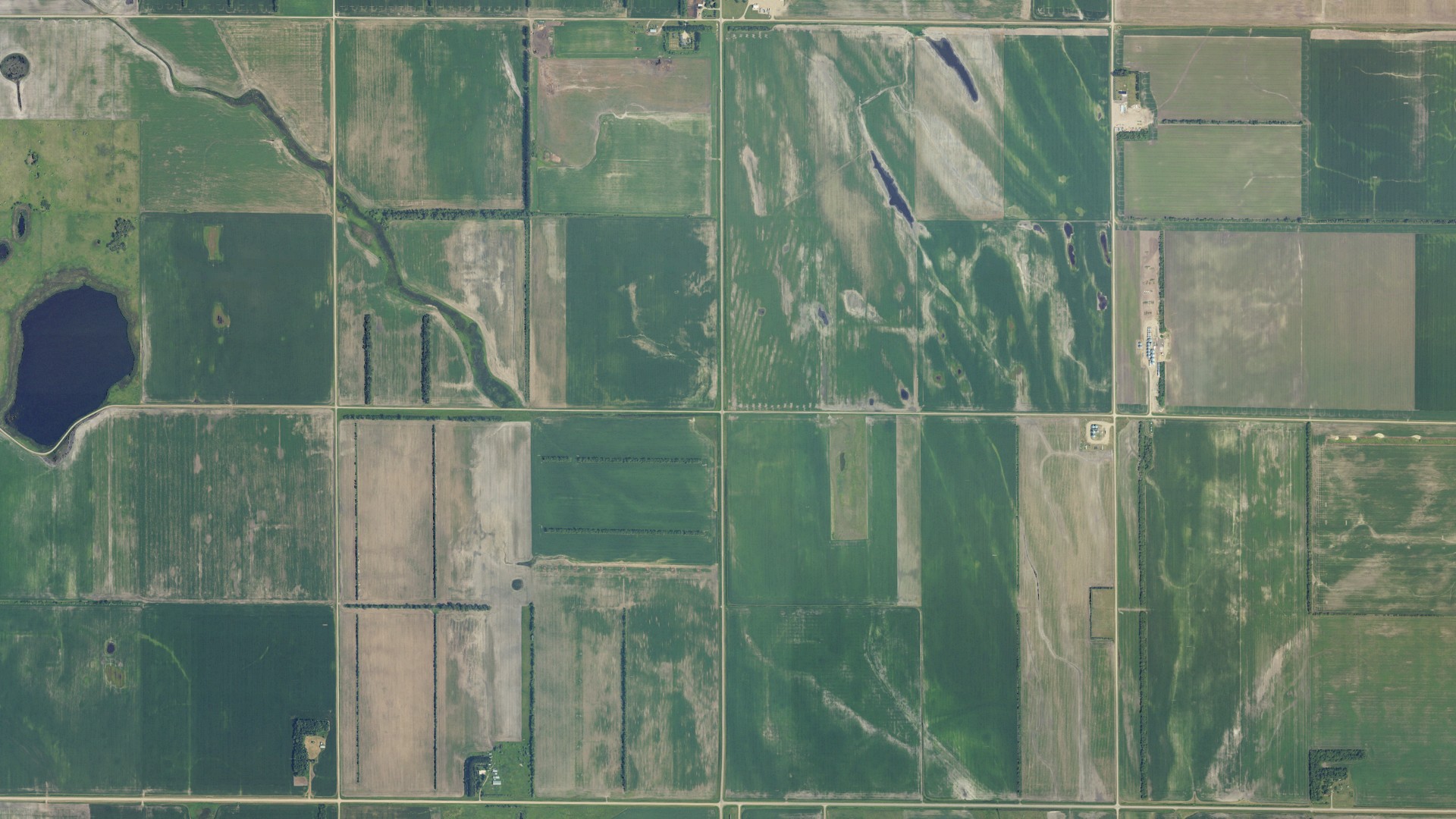 Aerial view of land around Norman, North Dakota