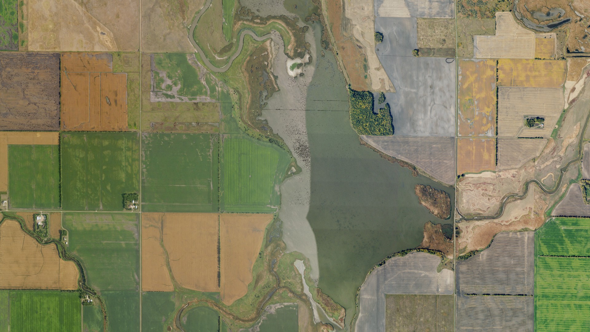 Aerial view of land around Ardoch, North Dakota