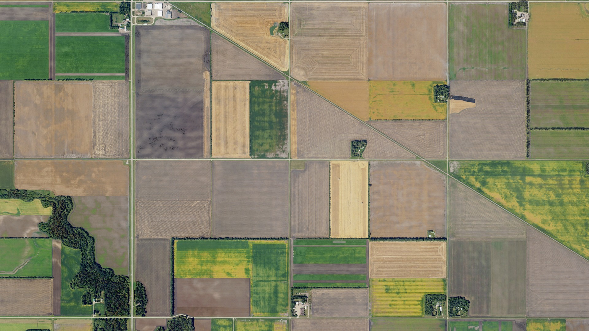 Aerial view of land around Glenwood, North Dakota