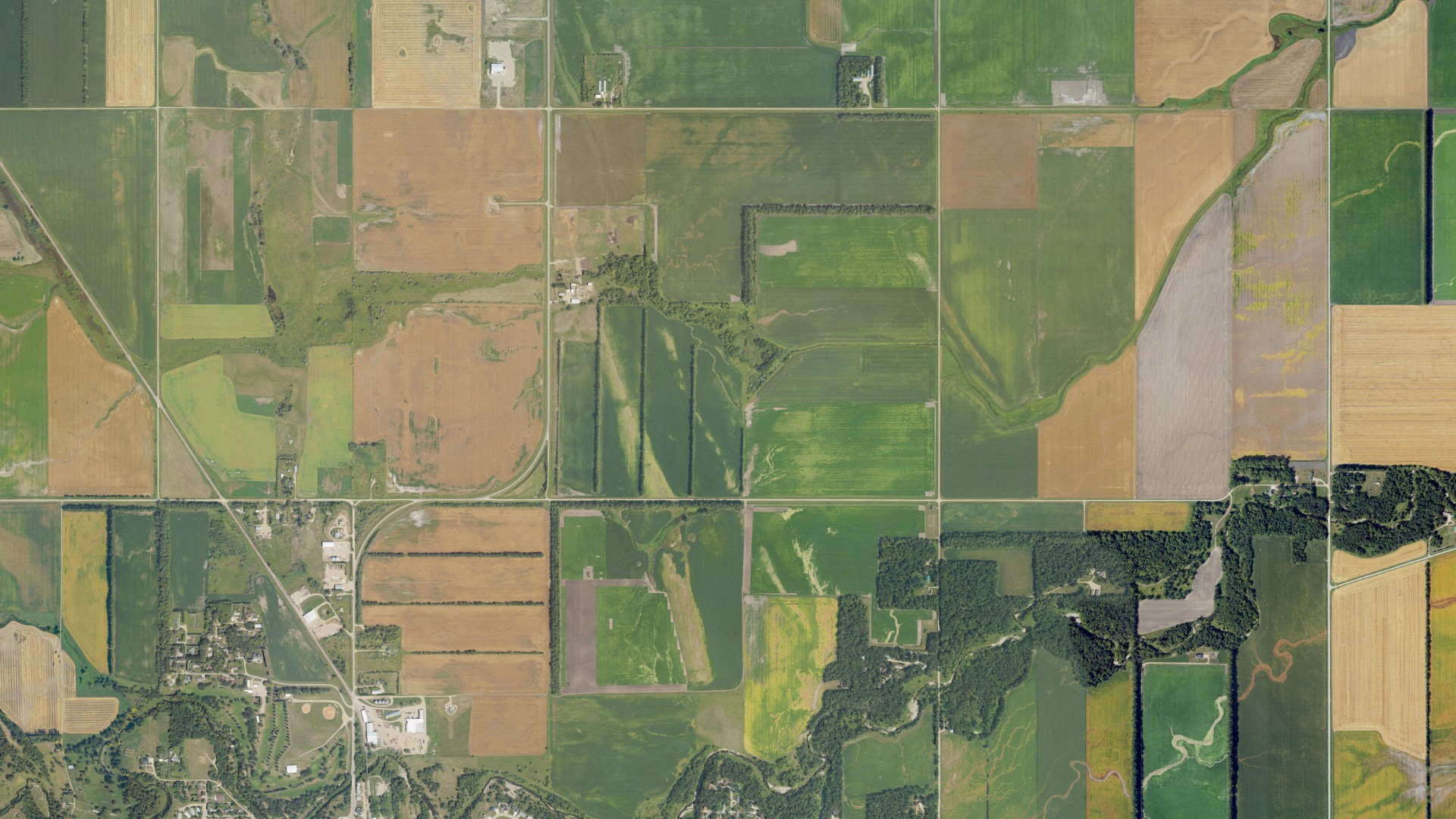 Aerial view of land around Kensington, North Dakota