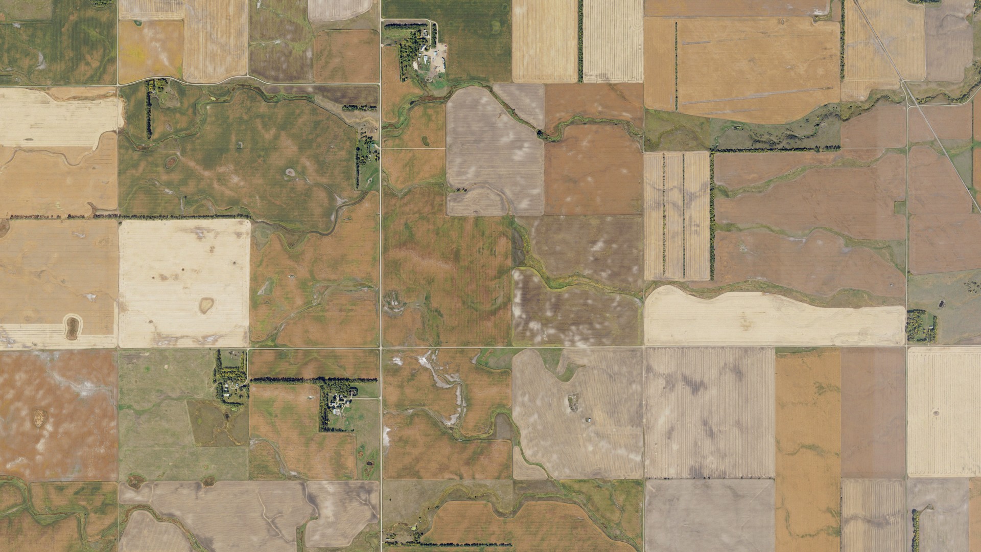 Aerial view of land around Norton, North Dakota
