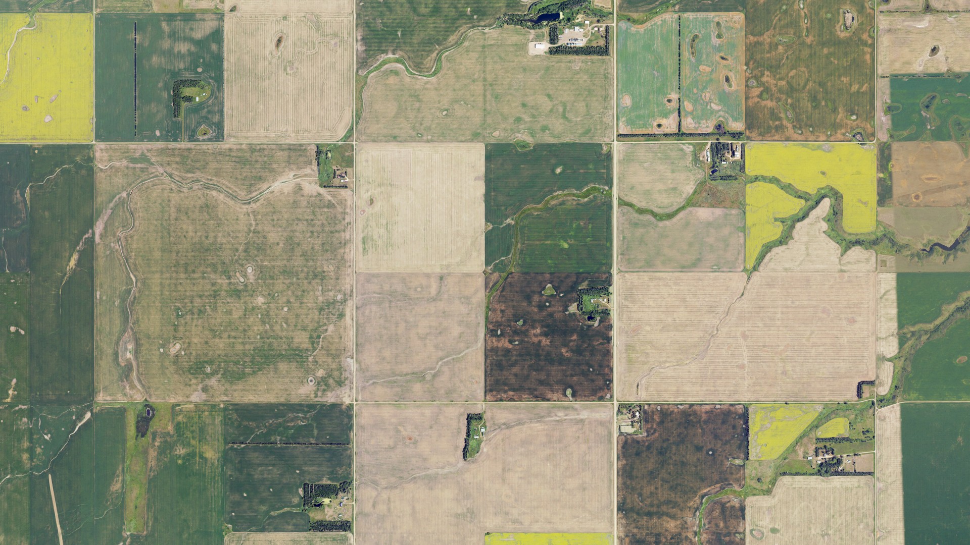 Aerial view of land around Burt, North Dakota