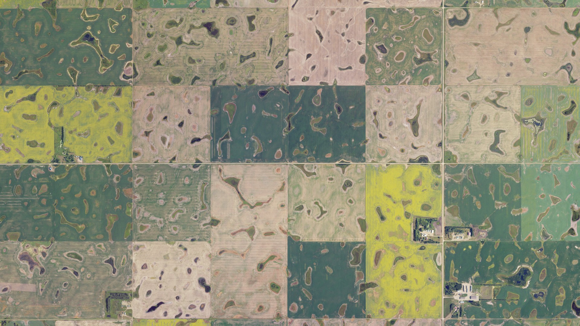 Aerial view of land around Greenbush, North Dakota