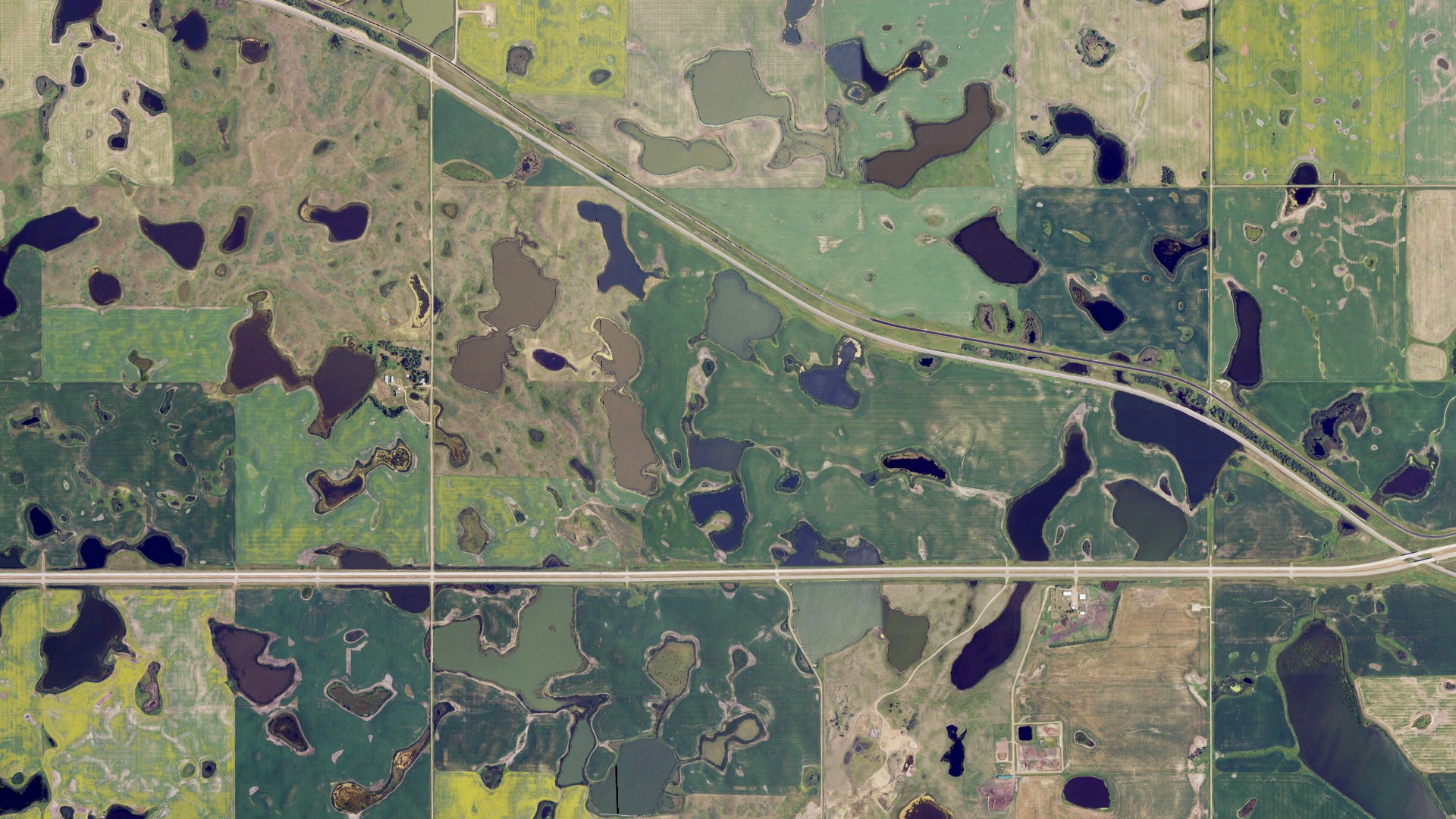 Aerial view of land around Passport, North Dakota