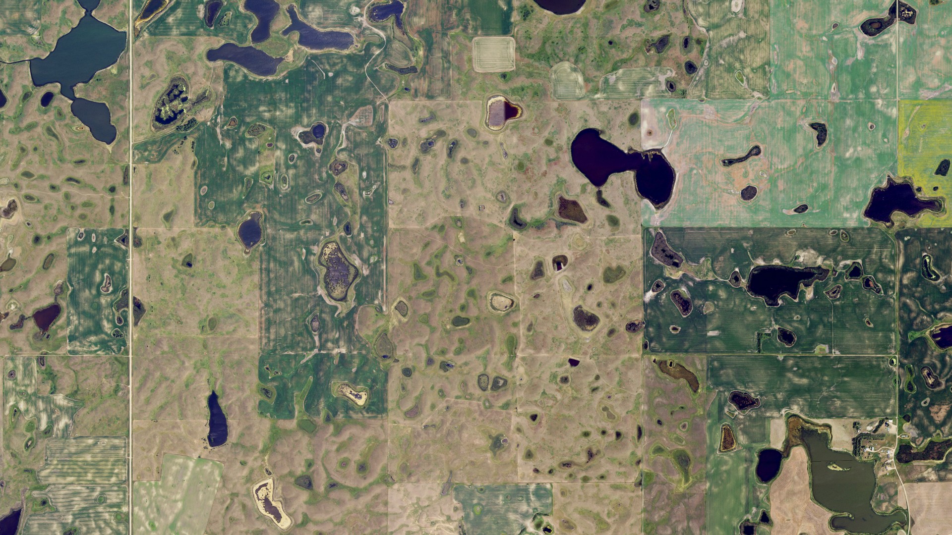 Aerial view of land around Torning, North Dakota