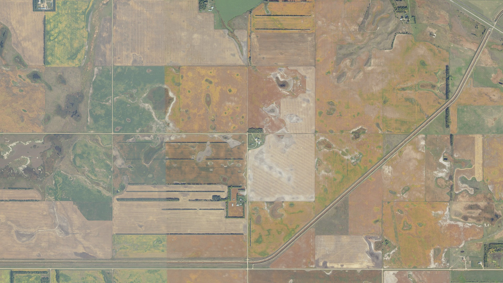 Aerial view of land around Forward, North Dakota
