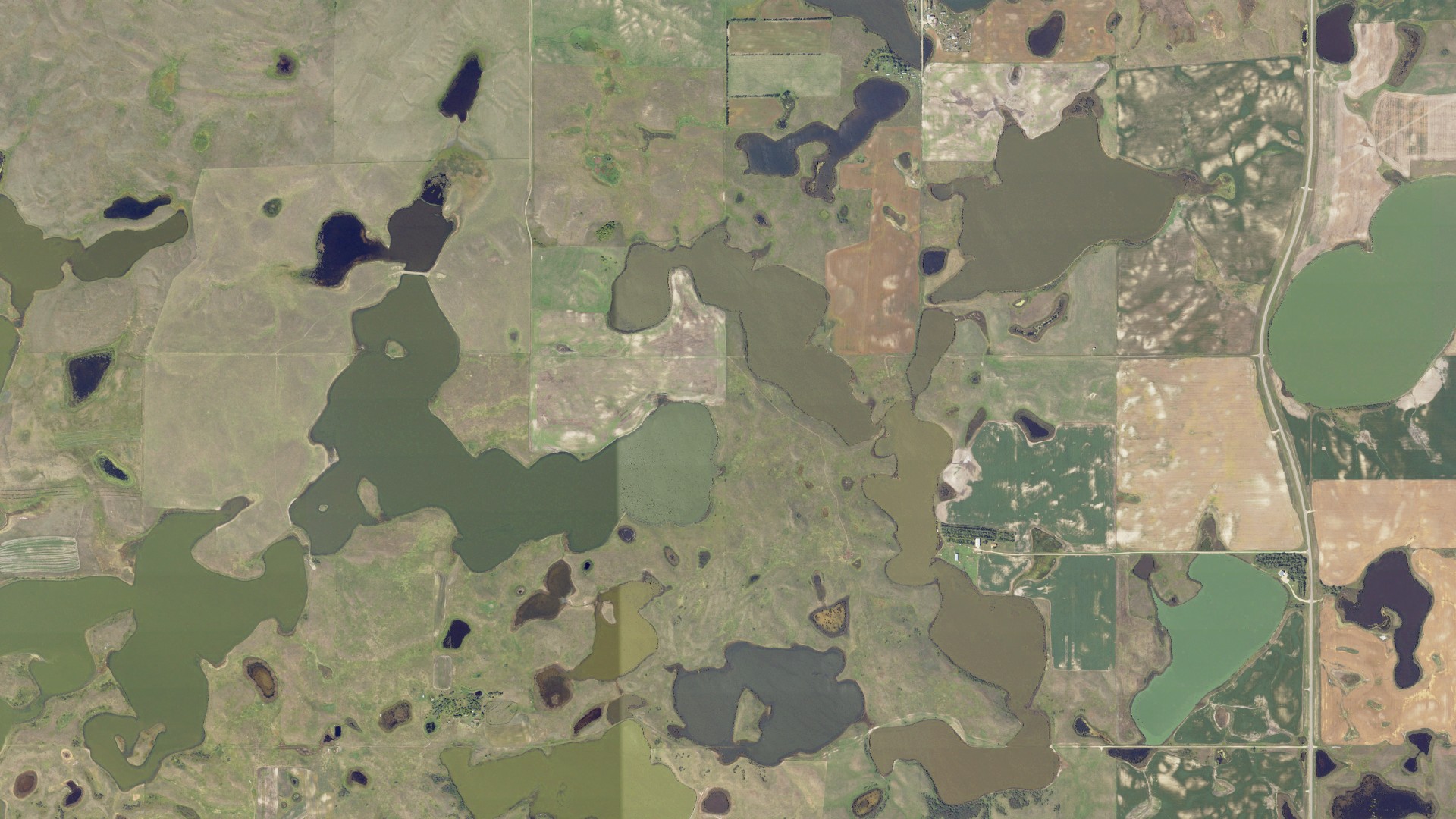 Aerial view of land around Lynn, North Dakota