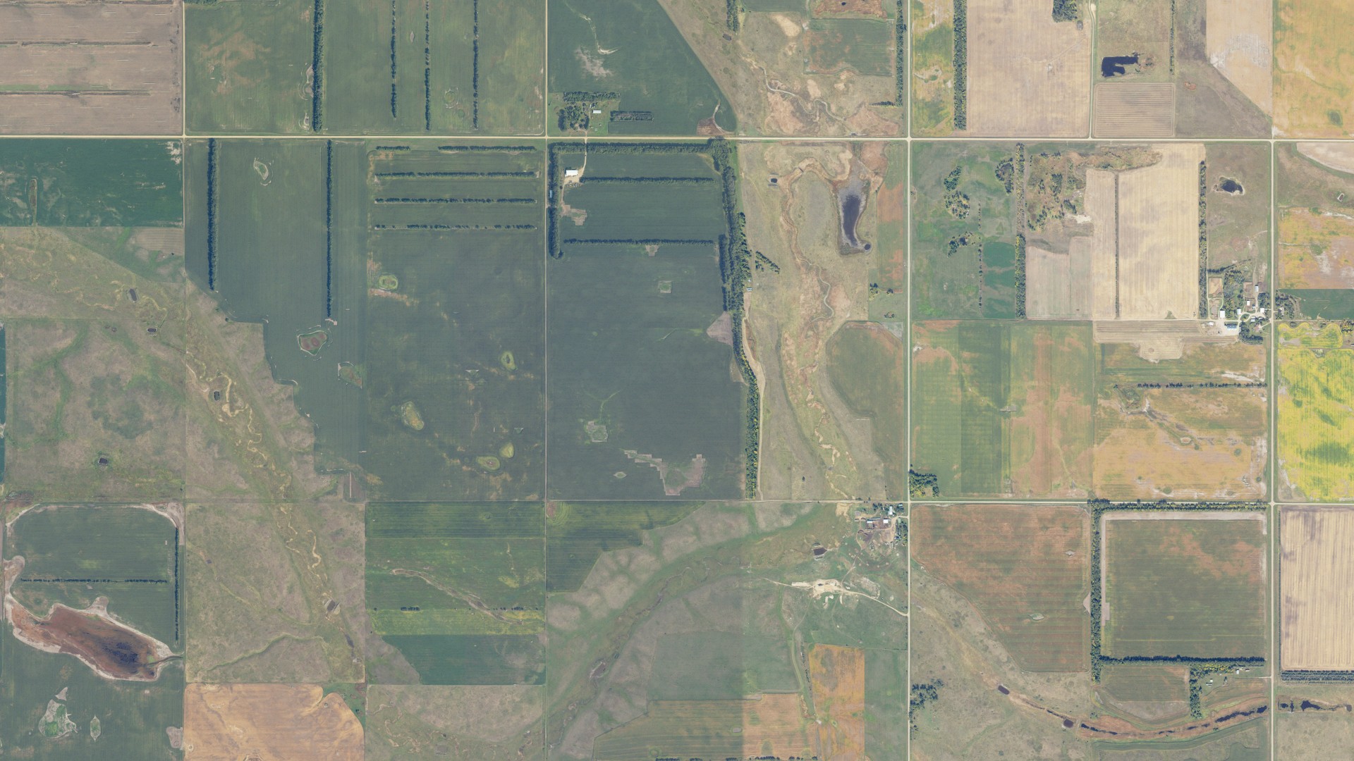 Aerial view of land around South Cottonwood, North Dakota