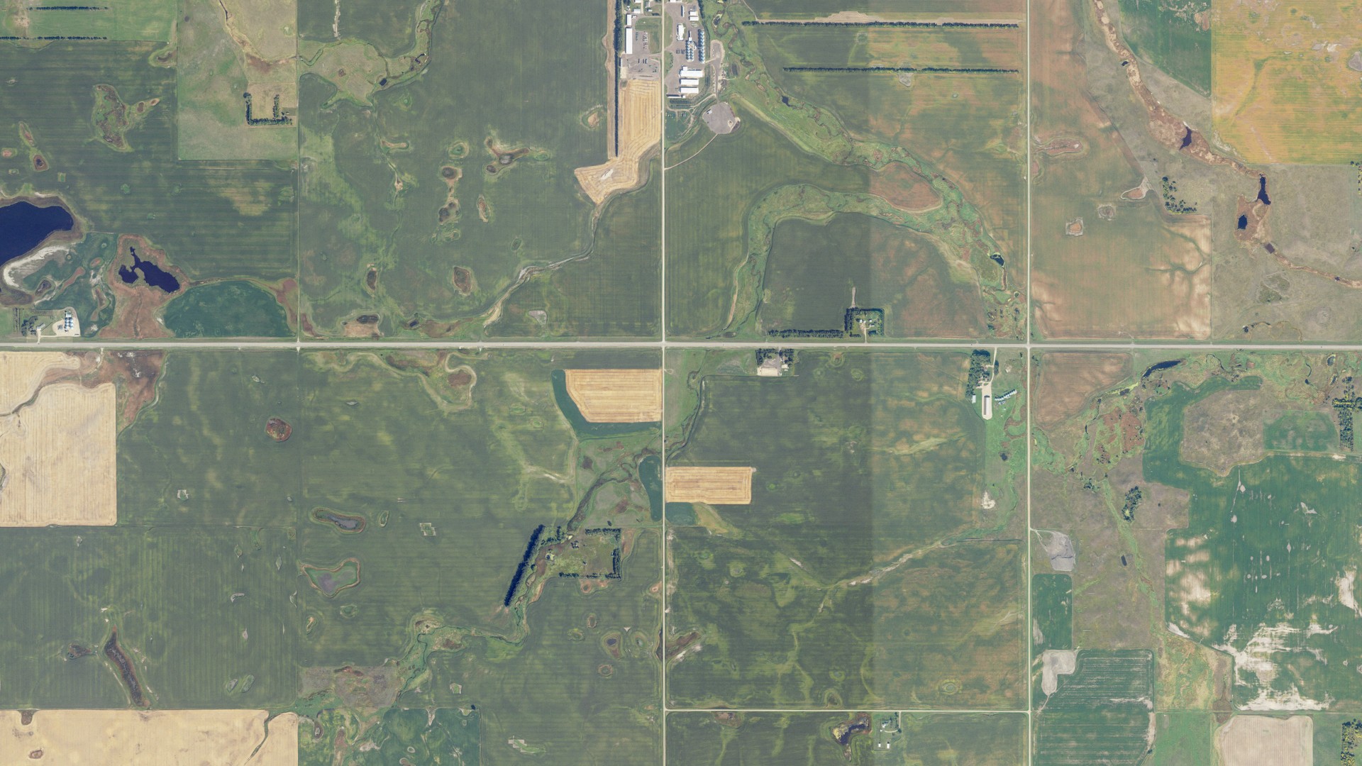 Aerial view of land around Speedwell, North Dakota