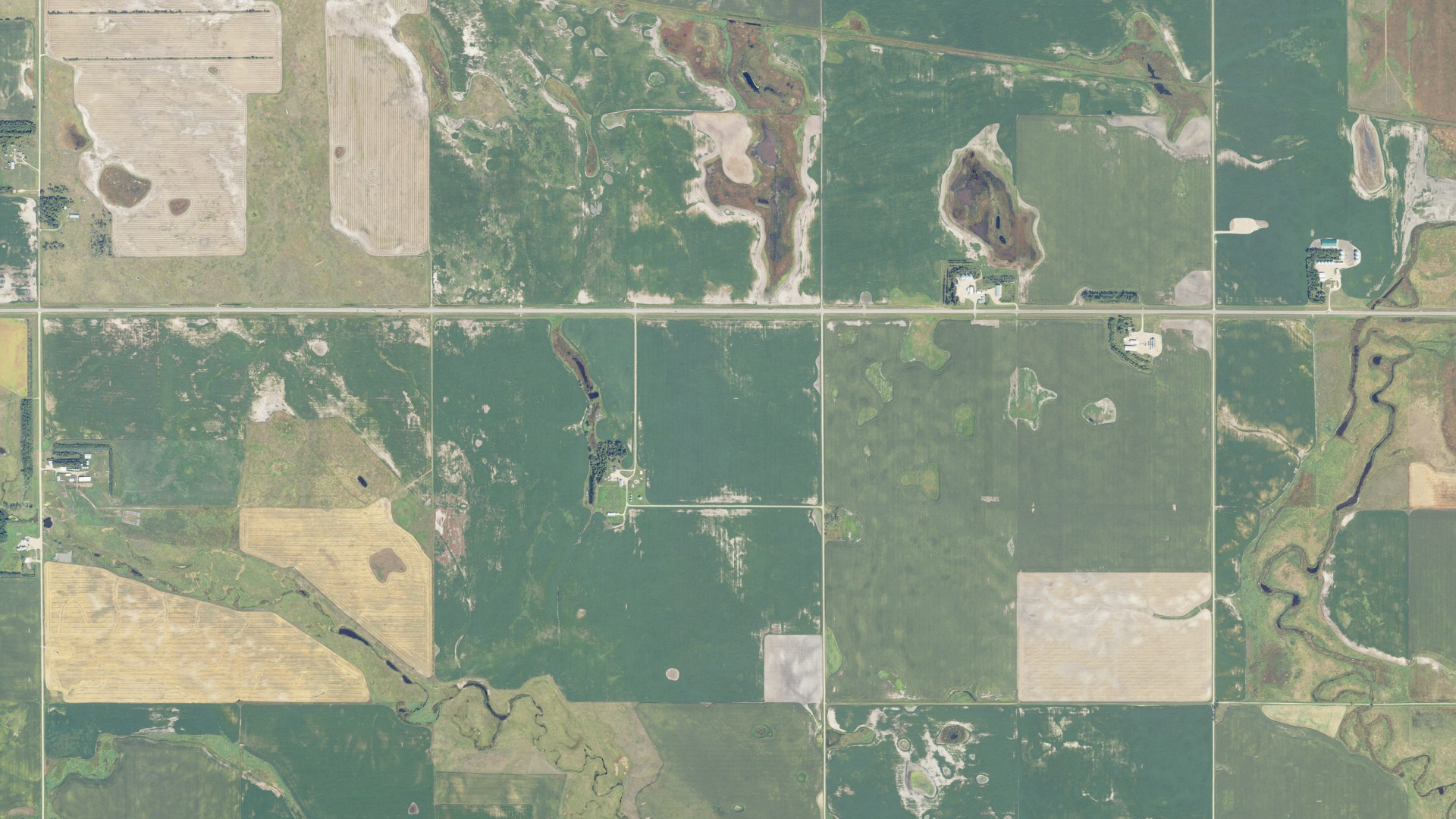 Aerial view of land around Sykeston, North Dakota