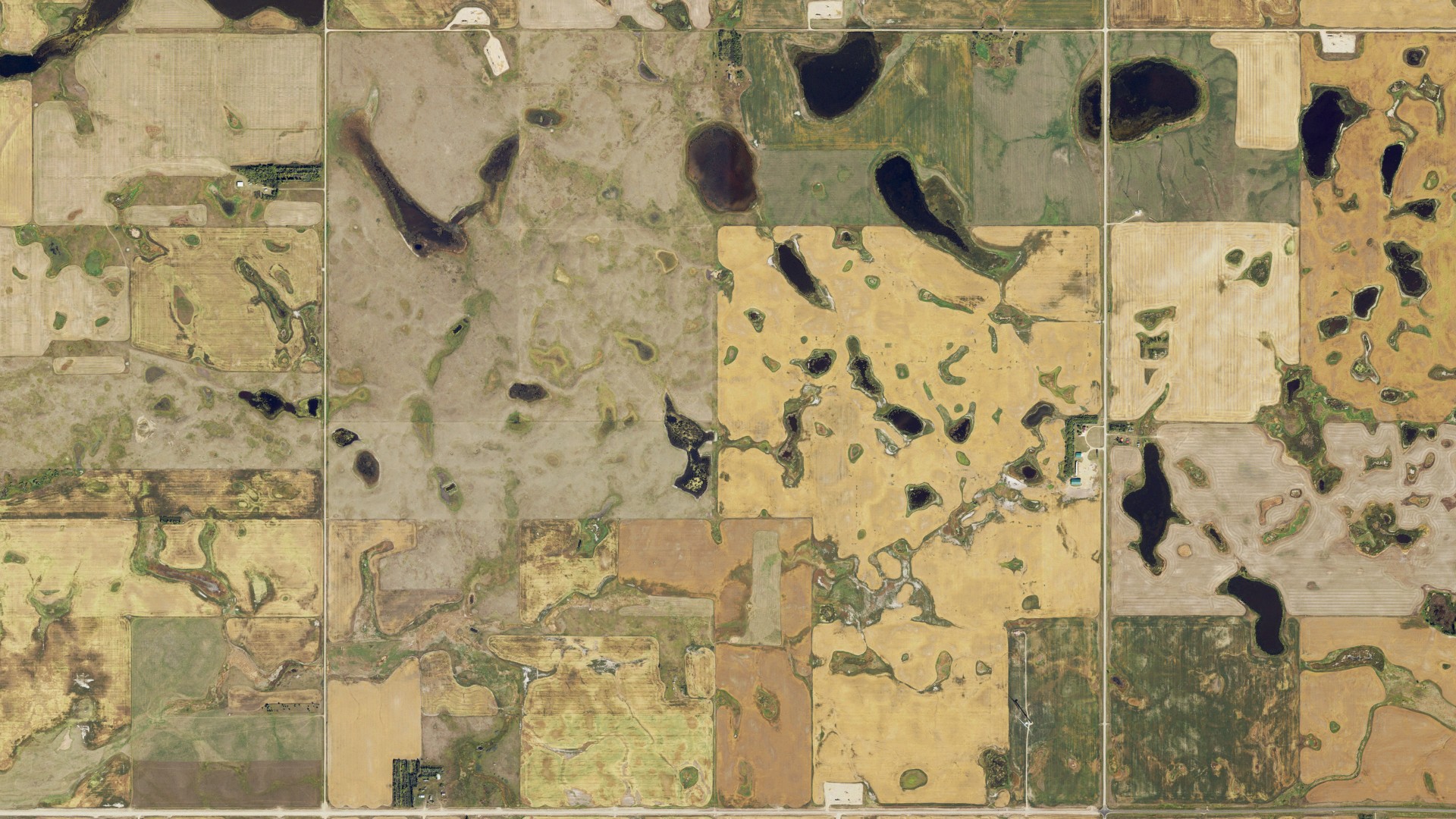 Aerial view of land around Hazel, North Dakota