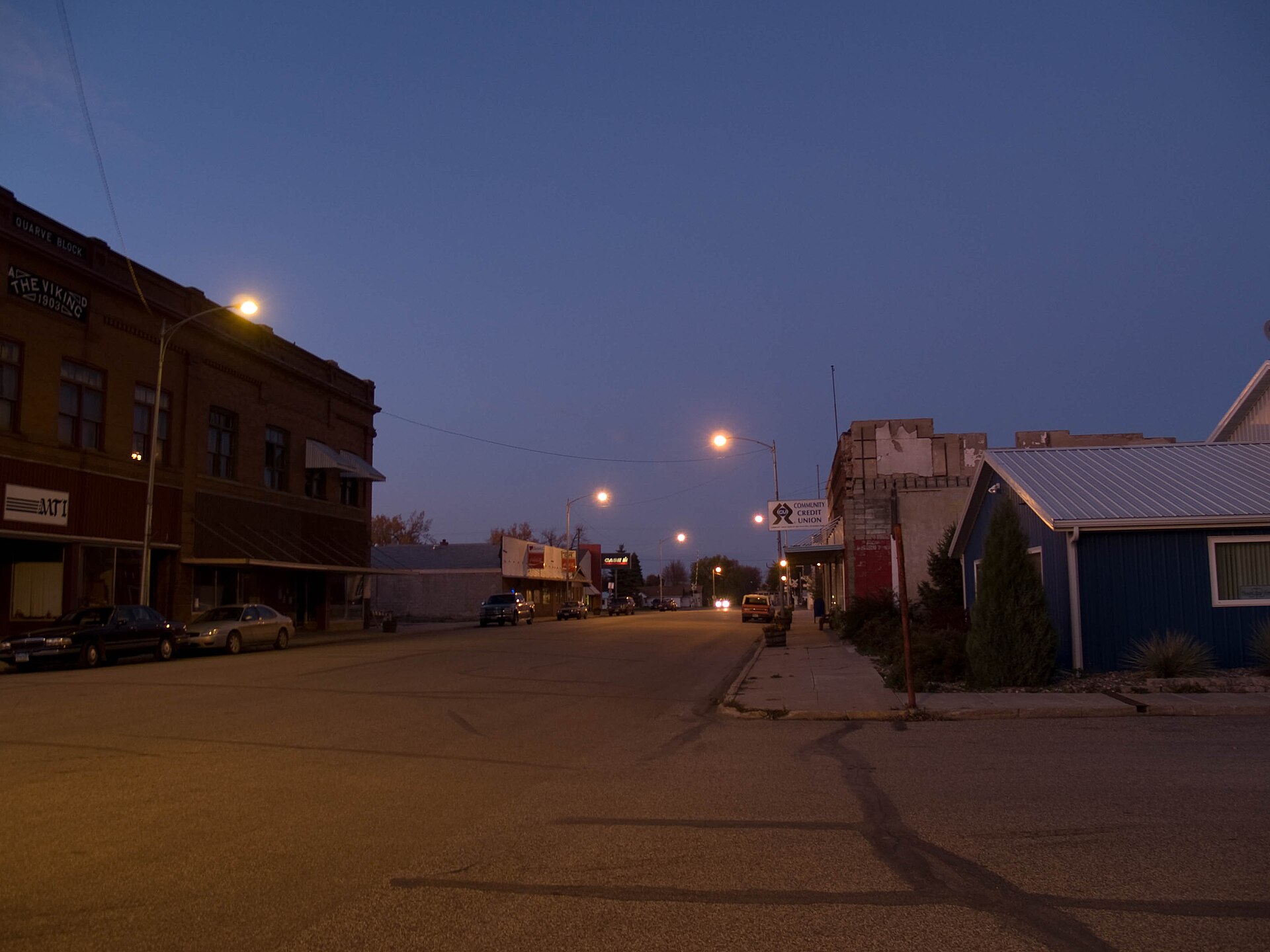 Night view of Fessenden, North Dakota