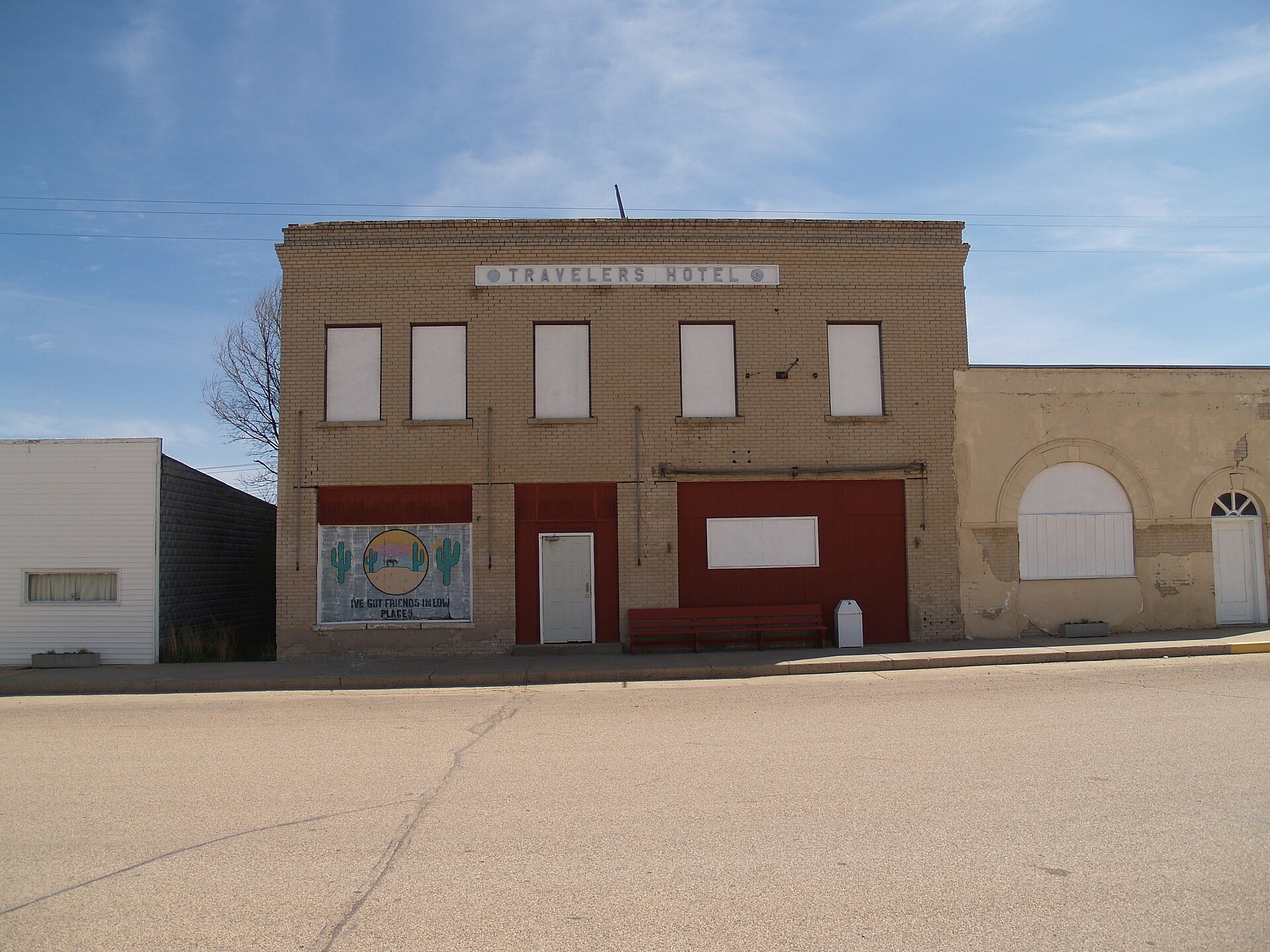 The Travelers Hotel in w:Noonan, North Dakota, which is listed on the w:National Register of Historic Places.