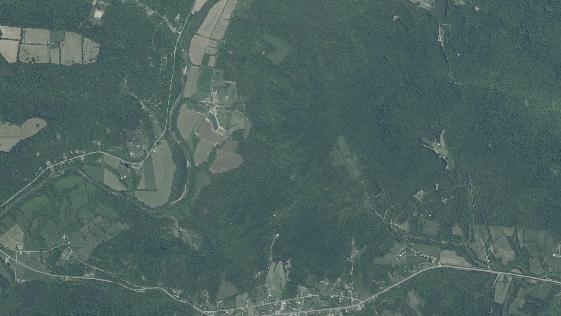 Aerial view of land around Brush Creek, Ohio