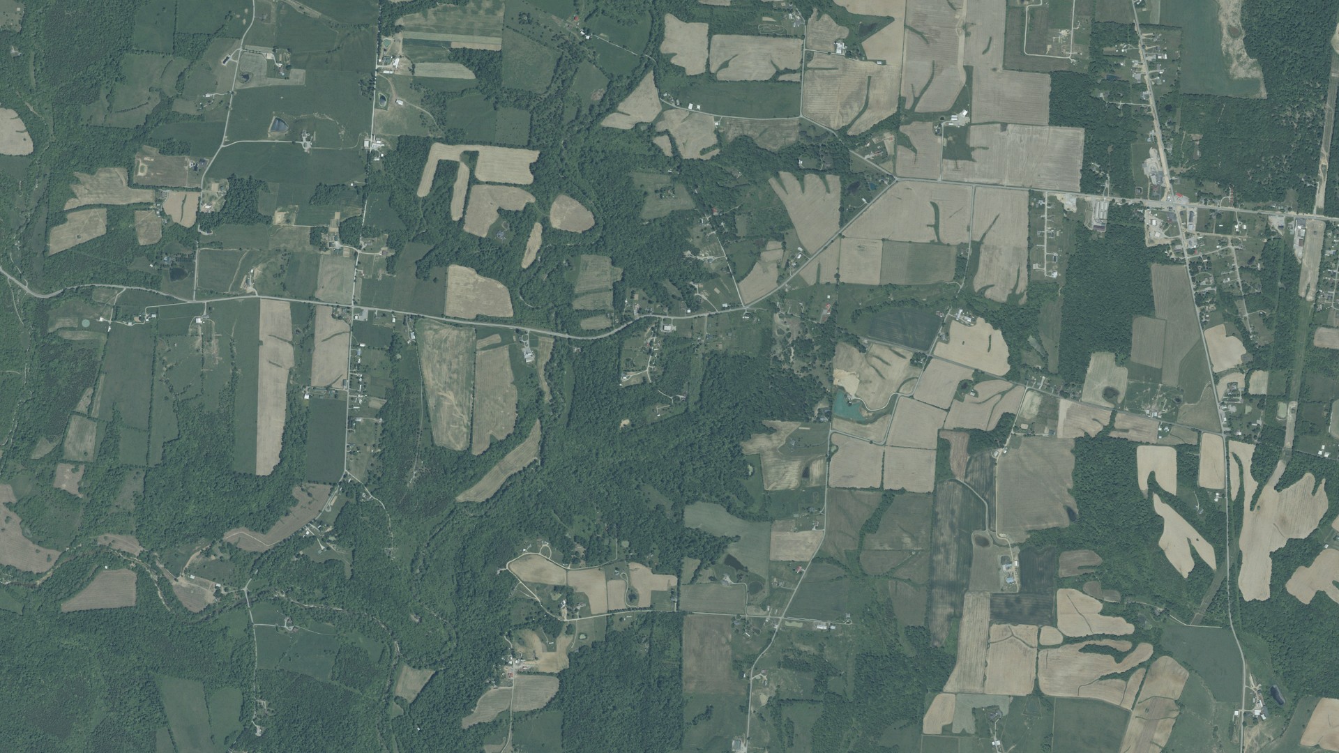 Aerial view of land around Liberty, Ohio
